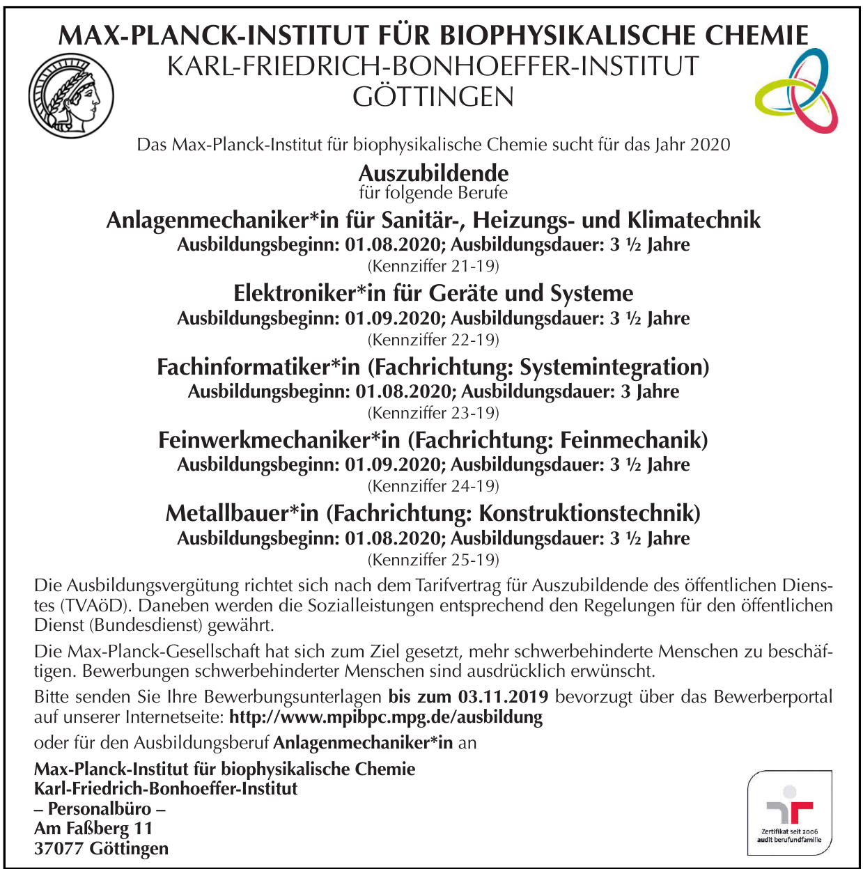 Max-Planck-Institut für biophysikalische Chemie Max-Planck-Institut für biophysikalische Chemie