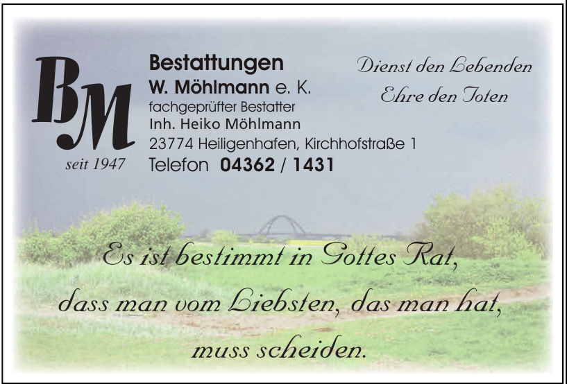 Bestattungen W. Möhlmann e.K. Nachf. Heiko Möhlmann Bestattungen W. Möhlmann e.K. Nachf. Heiko Möhlmann