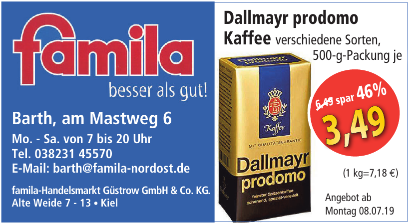 famila-Handelsmarkt Güstrow GmbH & Co. KG. famila-Handelsmarkt Güstrow GmbH & Co. KG.