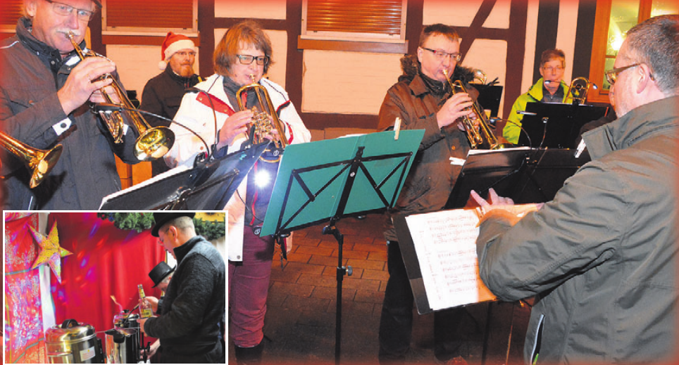 Zum Auftakt gab es beim Vorsfelder Weihnachtsmarkt Feuerzangenbowle und Musik vom Posaunenchor. Zum Auftakt gab es beim Vorsfelder Weihnachtsmarkt Feuerzangenbowle und Musik vom Posaunenchor.