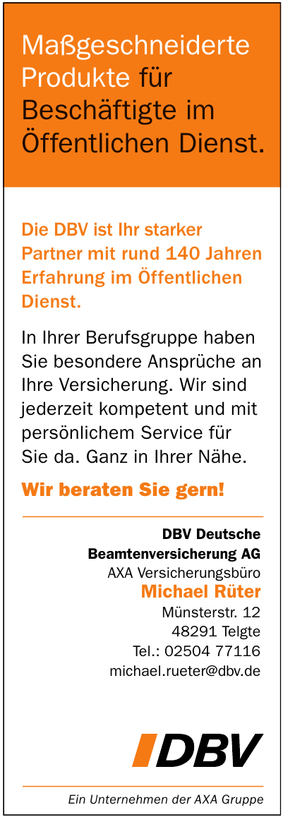 DBV Deutsche Beamtenversicherung AG DBV Deutsche Beamtenversicherung AG