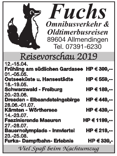 Fuchs Omnibusverkehr & Oldtimerbusreisen Fuchs Omnibusverkehr & Oldtimerbusreisen