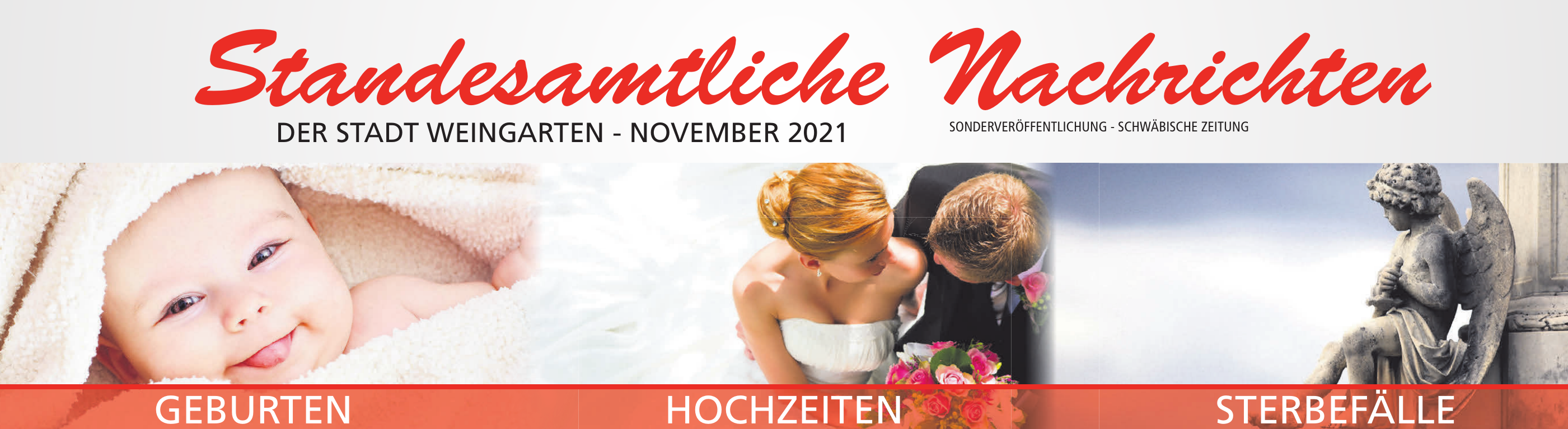 Standesamtliche Nachrichten der Stadt Weingarten - November 2021 Image 1