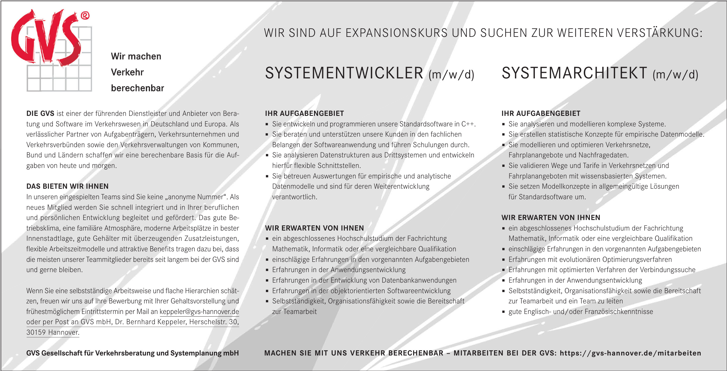 GVS Gesellschaft für Verkehrsberatung und Systemplanung mbH GVS Gesellschaft für Verkehrsberatung und Systemplanung mbH