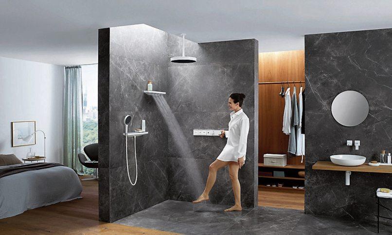 Hilft beim Abschalten im eigenen Bad mindestens genauso wie die kräftige Brausemassage: ein klares, wohnliches Ambiente. Bild: Vereinigung Deutsche Sanitärwirtschaft (VDS)/hansgrohe/akz-o