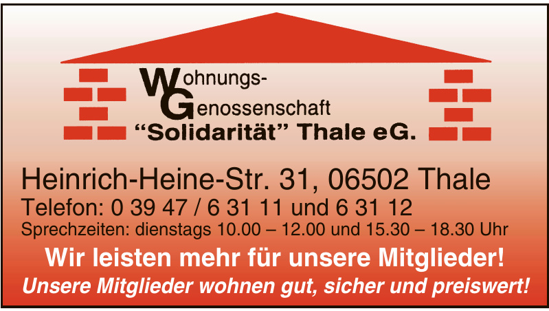 WG Wohnungs-Genossenschaft Solidarität Thale eG.