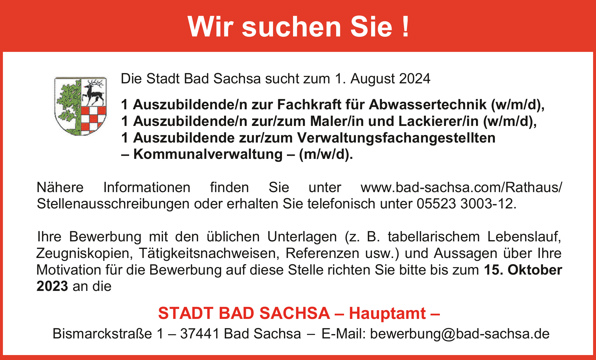 Stad Bad Sachsa - Hauptamt