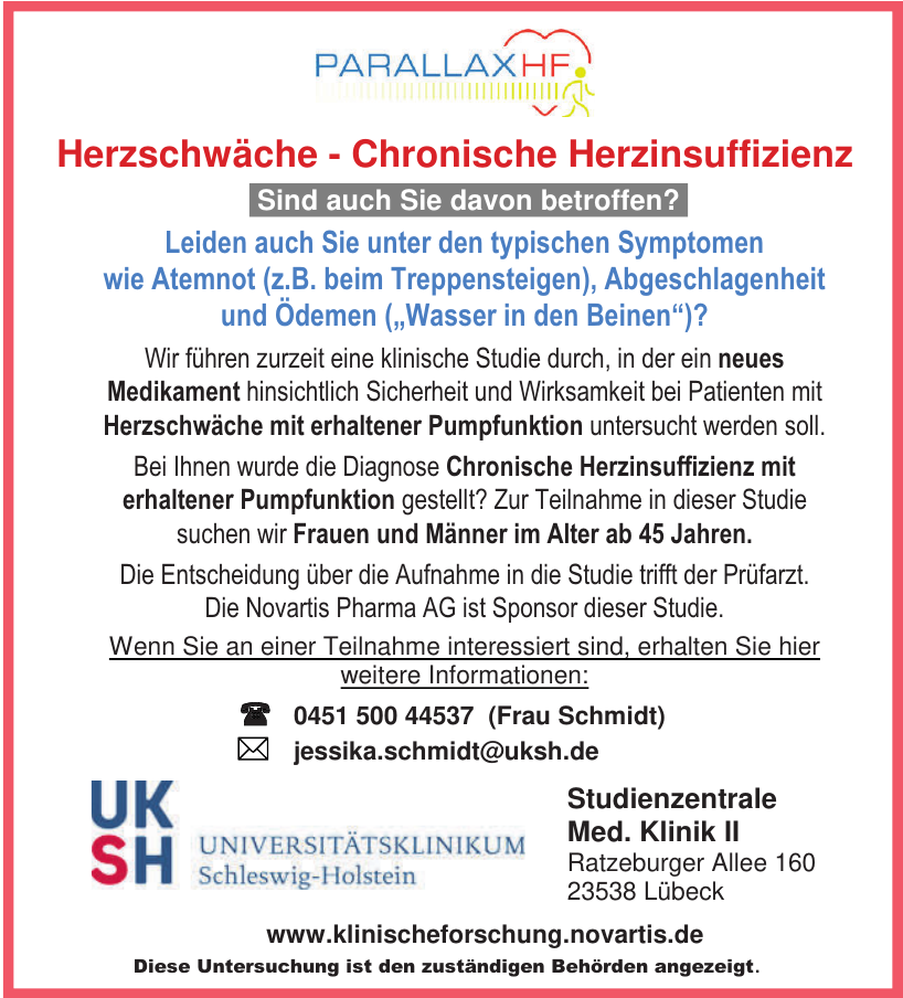 UKSH Universitätsklinikum Schleswig-Holstein - Studienzentrale Med. Klinik II UKSH Universitätsklinikum Schleswig-Holstein - Studienzentrale Med. Klinik II