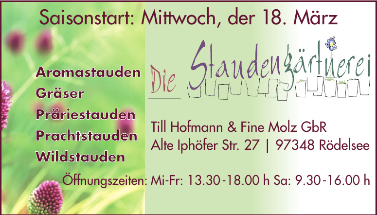 Die Staudengärtnerei Till Hofmann & Fine Molz GbR Die Staudengärtnerei Till Hofmann & Fine Molz GbR