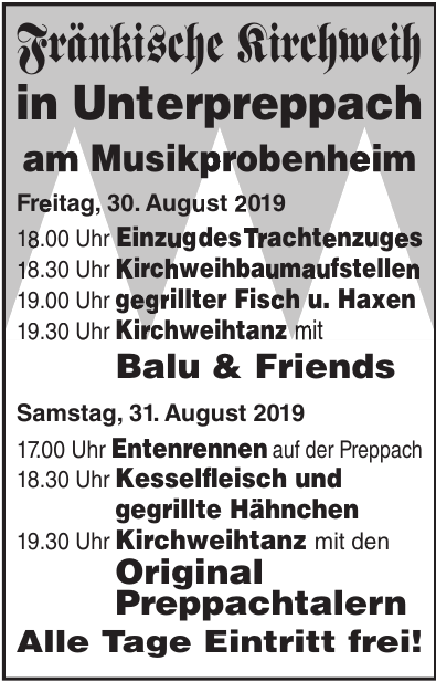 Fränkische Kirchweih in Unterpreppach Fränkische Kirchweih in Unterpreppach