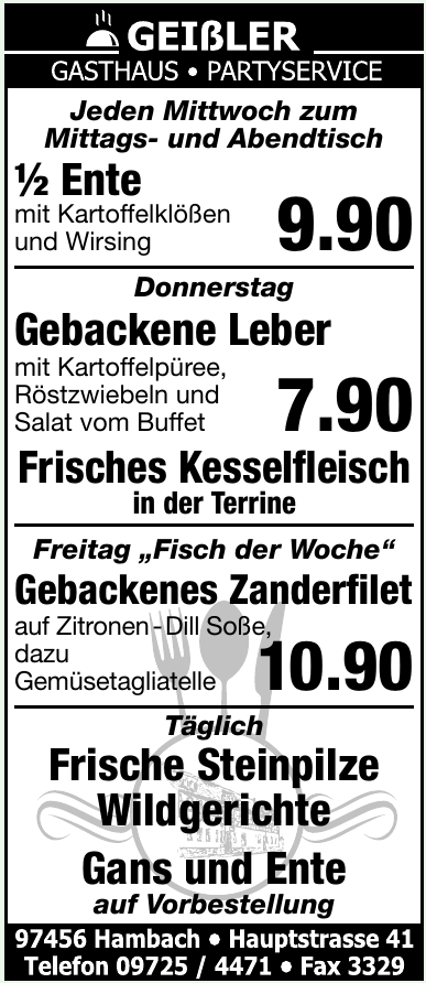 Geißler Gasthaus - Partyservice Geißler Gasthaus - Partyservice
