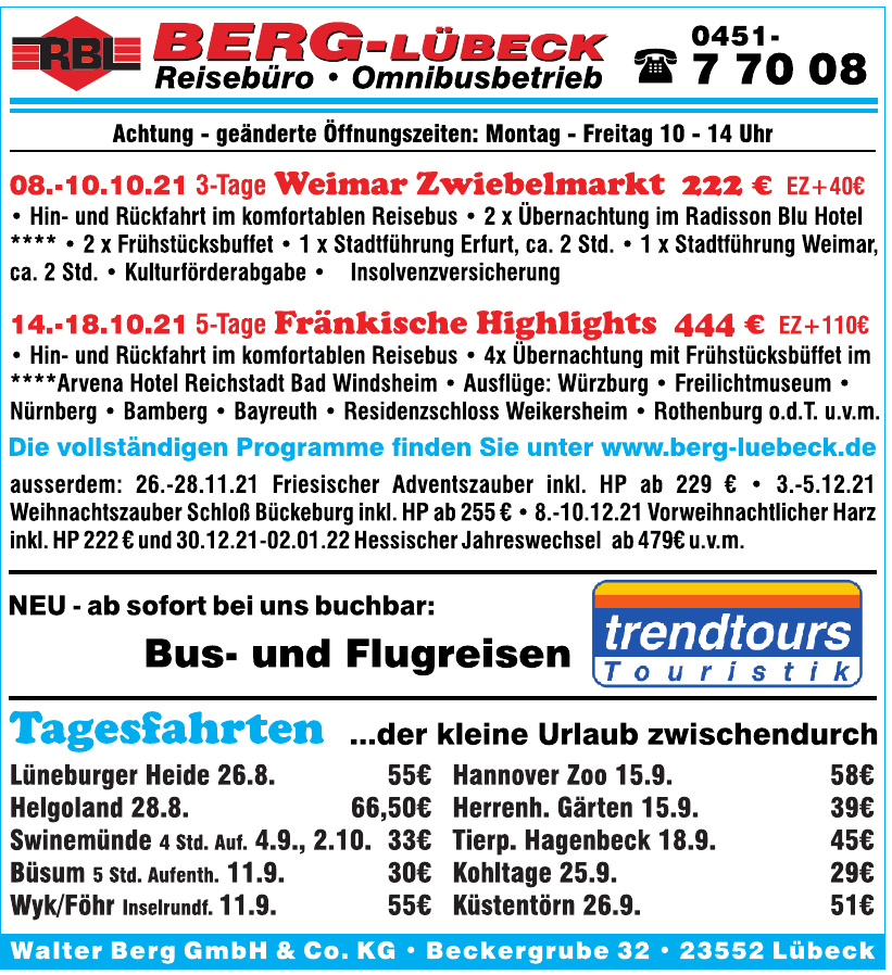 Reisebüro Walter Berg GmbH & Co. KG Reisebüro Walter Berg GmbH & Co. KG