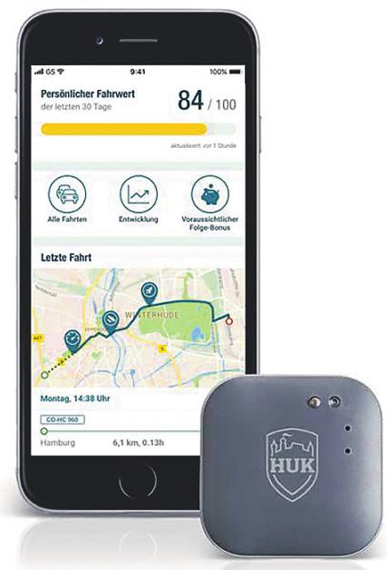 Der Sensor ermittelt mit der App die Fahrdaten. Der Sensor ermittelt mit der App die Fahrdaten.