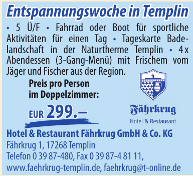 Hotel & Restaurant Fährkrug GmbH & Co. KG Hotel & Restaurant Fährkrug GmbH & Co. KG