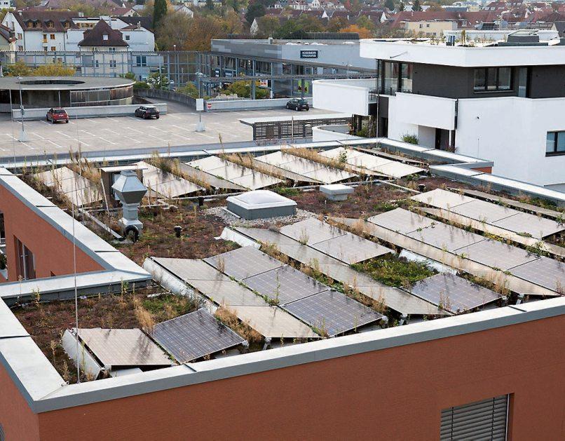 Die Photovoltaikanlage auf dem Flachdach eines der Gebäude sowie eine zentrale Lüftungsanlage mit Wärmerückgewinnung in allen Wohnungen helfen dabei, den Kfw-40 Standard aller Gebäude zu gewährleisten. Die Photovoltaikanlage auf dem Flachdach eines der Gebäude sowie eine zentrale Lüftungsanlage mit Wärmerückgewinnung in allen Wohnungen helfen dabei, den Kfw-40 Standard aller Gebäude zu gewährleisten.