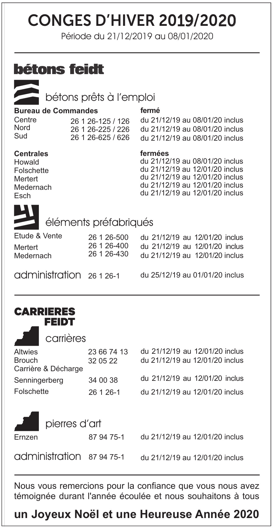 Conges D´Hiver 2019/2020
