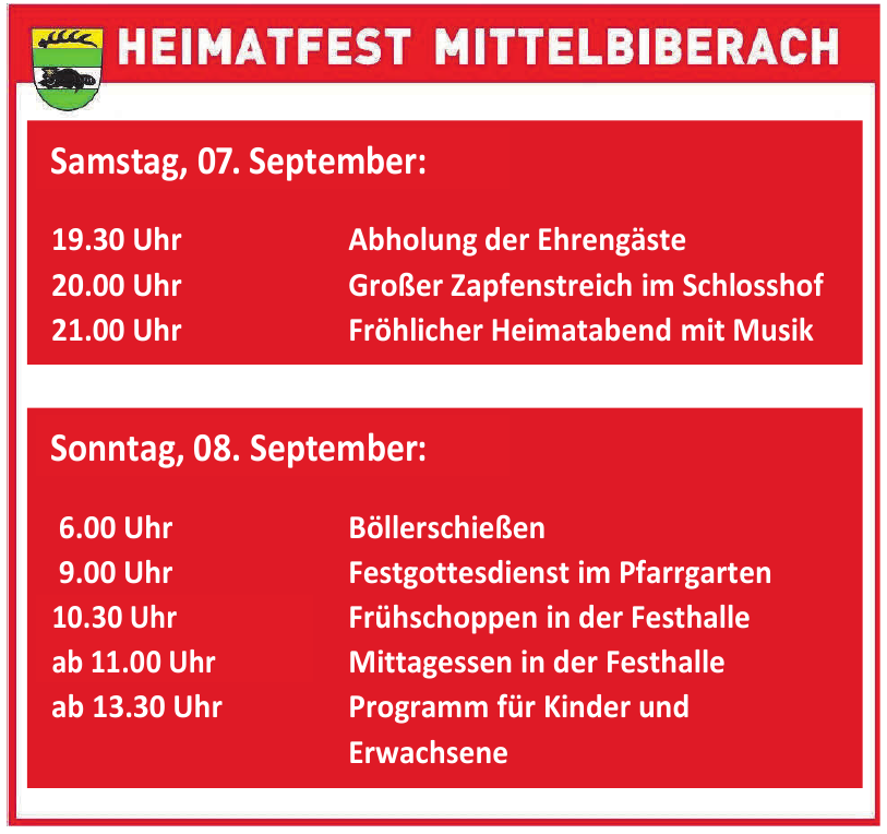 Heimatfest Mittelbiberach Heimatfest Mittelbiberach