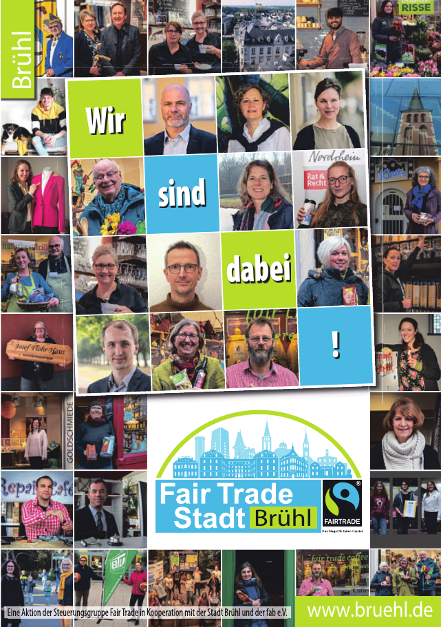 Das Plakat zeigt die bisher teilnehmenden Akteure des Projektes „Fair Trade Stadt Brühl“. Bild: zVg