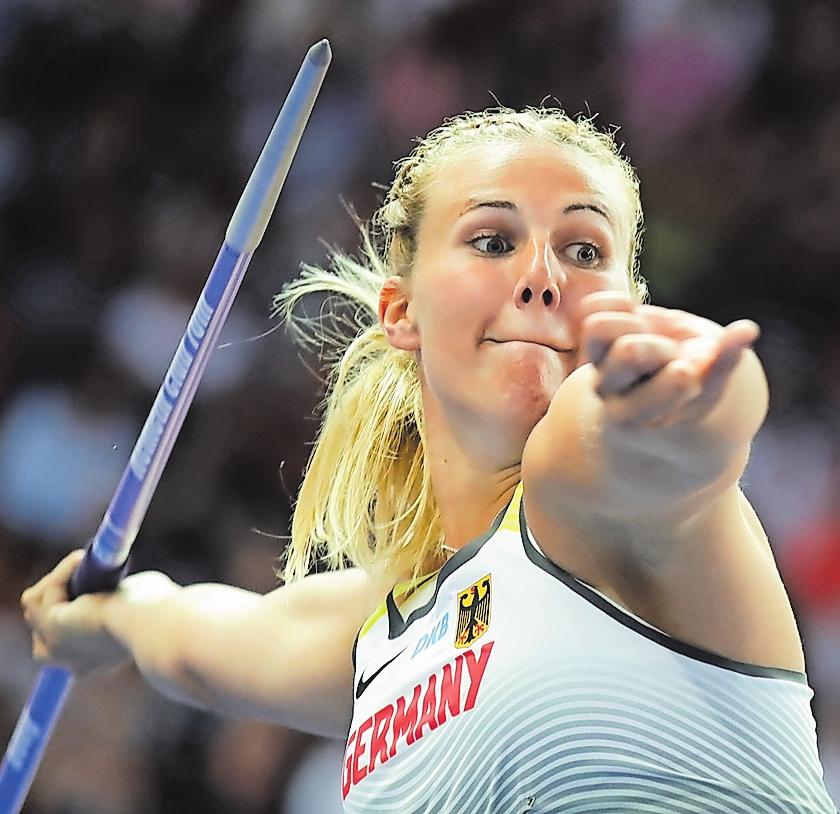 Heimspiel für die Europameisterin: Christin Hussong wirft am 20. Juni im Zweibrücker Westpfalzstadion. FOTO: DPA Heimspiel für die Europameisterin: Christin Hussong wirft am 20. Juni im Zweibrücker Westpfalzstadion. FOTO: DPA