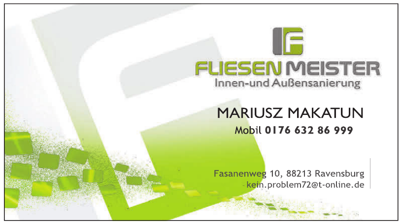 Fliesenmeister Innen- und Außensanierung Mariusz Makatun Fliesenmeister Innen- und Außensanierung Mariusz Makatun
