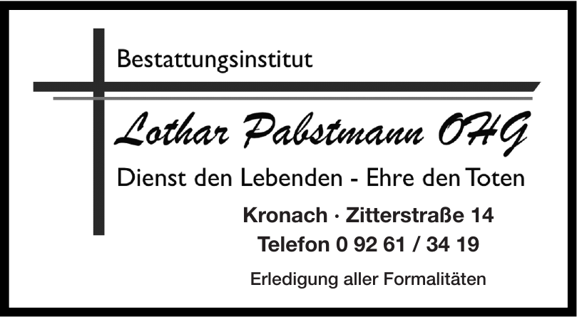 Bestattungsinstitut Lothar Pabstmann OHG Bestattungsinstitut Lothar Pabstmann OHG