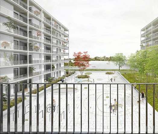 Im Quartier Rauchstraße sollen bis Ende 2023 rund 349 Mietwohnungen entstehen. FOTO: WBM RENDERING WIECHERS BECK Im Quartier Rauchstraße sollen bis Ende 2023 rund 349 Mietwohnungen entstehen. FOTO: WBM RENDERING WIECHERS BECK