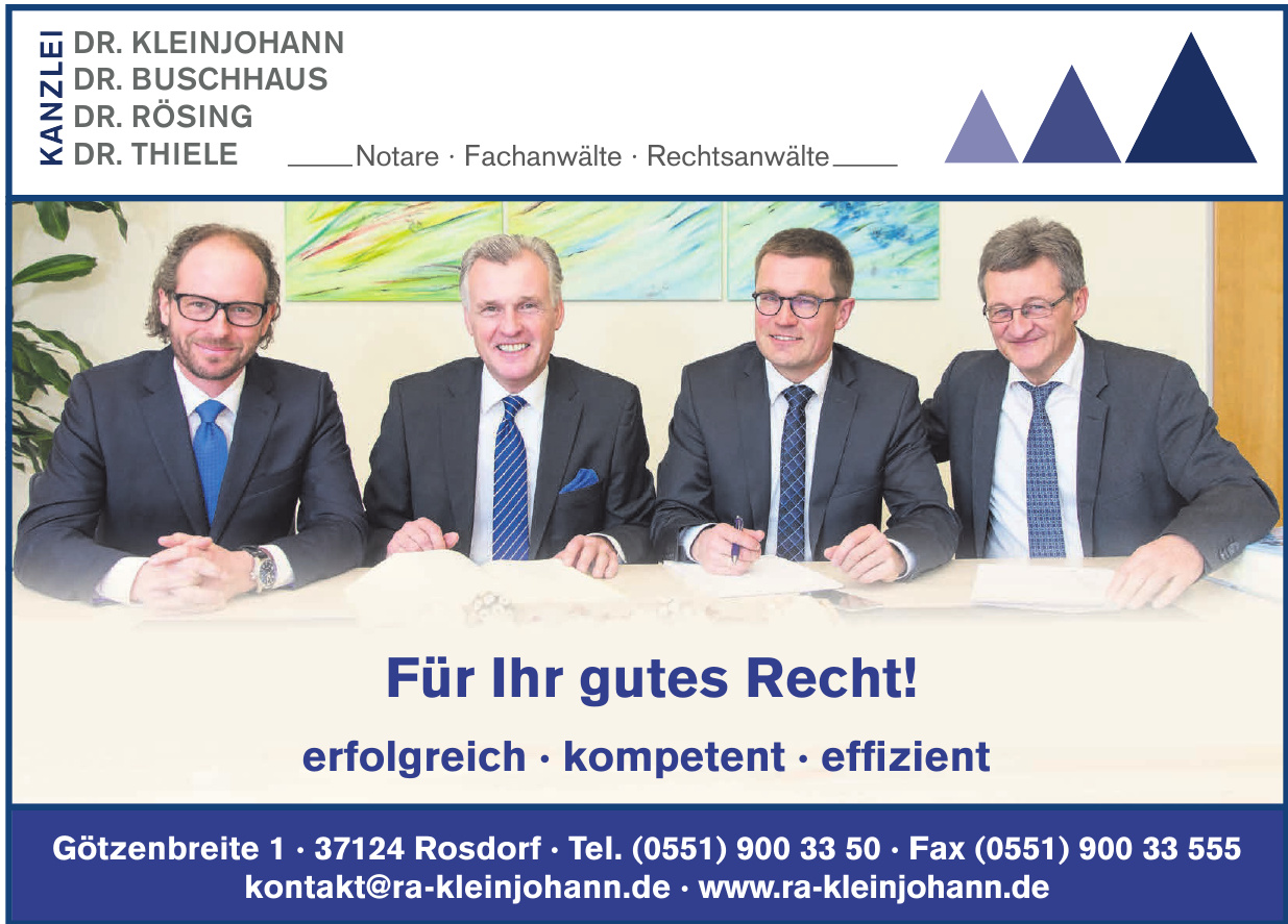 Kanzlei Dr. Stephan Kleinjohann, Dr. Dietmar Buschhaus, Dr. Jörg Rösing, Dr. Markus Thiele Kanzlei Dr. Stephan Kleinjohann, Dr. Dietmar Buschhaus, Dr. Jörg Rösing, Dr. Markus Thiele