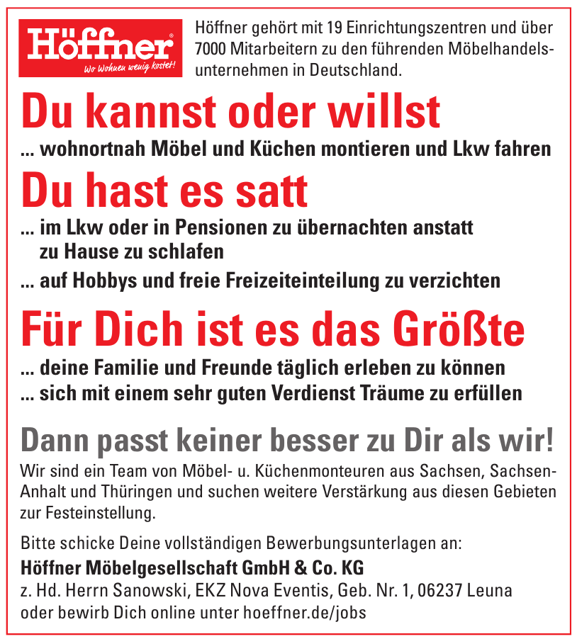 Höffner Möbelgesellschaft GmbH & Co. KG Höffner Möbelgesellschaft GmbH & Co. KG