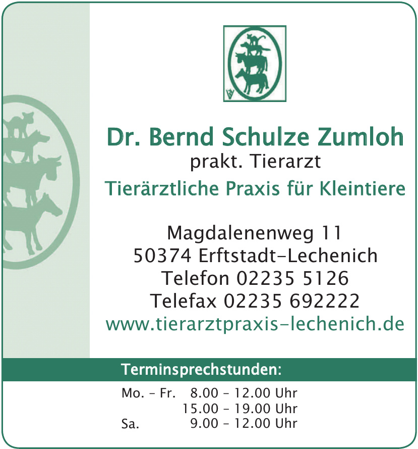 Dr. Bernd Schulze Zumloh, prakt. Tierarzt, Tierärztliche Praxis für Kleintiere
