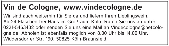 Vin de Cologne Vin de Cologne