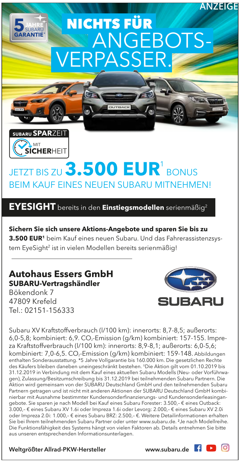 Autohaus Essers GmbH SUBARU-Vertragshändler Autohaus Essers GmbH SUBARU-Vertragshändler