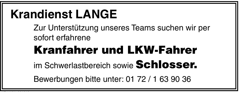Krandienst Lange Krandienst Lange