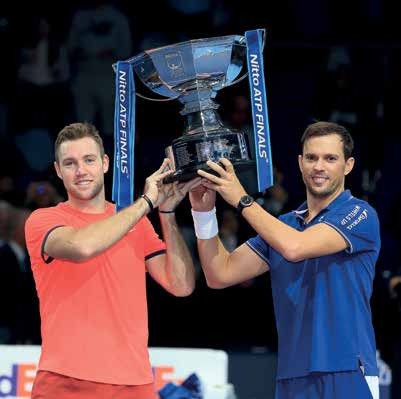 ATP Doppelweltmeister 2018 Jack Sock (l.) und Mike Bryan. Foto: Jürgen Hasenkopf