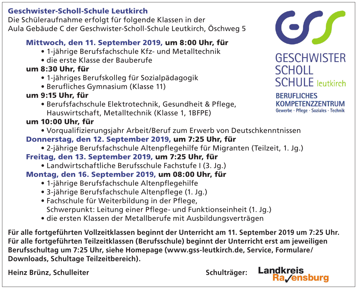 Geschwister-Scholl-Schule Leutkirch Geschwister-Scholl-Schule Leutkirch
