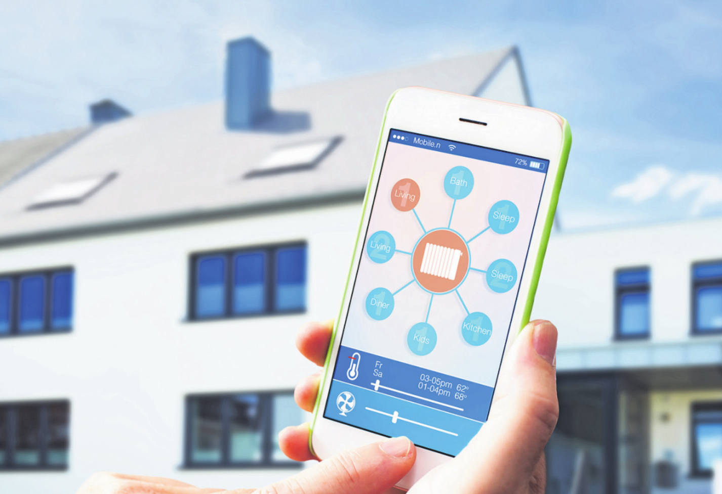 Per Smartphone lässt sich die Raumtemperatur innerhalb des Hauses regulieren. Foto: AA+W – stock.adobe.com Per Smartphone lässt sich die Raumtemperatur innerhalb des Hauses regulieren. Foto: AA+W – stock.adobe.com