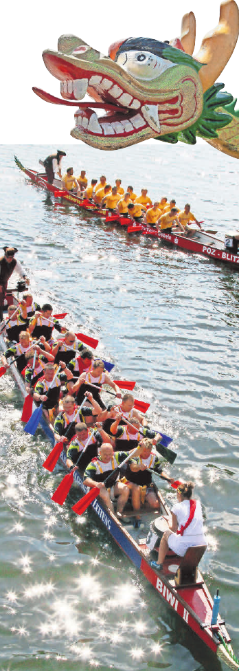 DER DRACHENBOOT-CUP startet wieder mit heißen Rennen im Sommer auf der Mulde. Foto: Wolfgang Sens DER DRACHENBOOT-CUP startet wieder mit heißen Rennen im Sommer auf der Mulde. Foto: Wolfgang Sens
