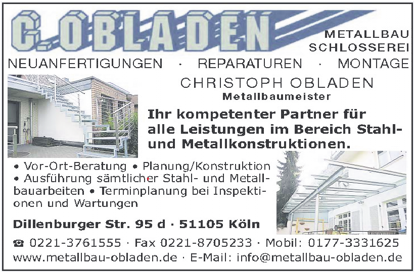 C. Obladen Metallbau, Schlosserei C. Obladen Metallbau, Schlosserei