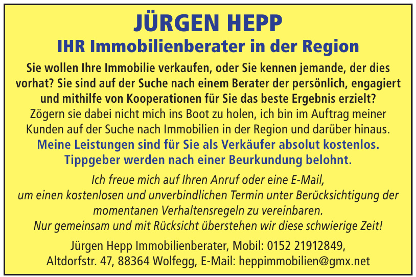 Jürgen Hepp Immobilienberater Jürgen Hepp Immobilienberater
