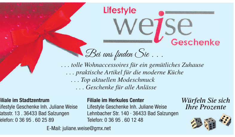 Lifestyle Geschenke lnh. Juliane Weise Lifestyle Geschenke lnh. Juliane Weise