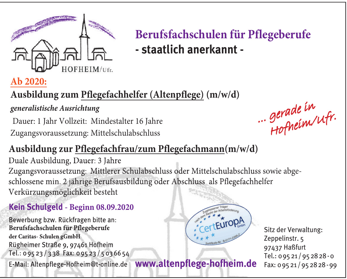 Berufsfachschulen für Altenpflege und Altenpflegehilfe der Caritas- Schulen gGmbH Berufsfachschulen für Altenpflege und Altenpflegehilfe der Caritas- Schulen gGmbH