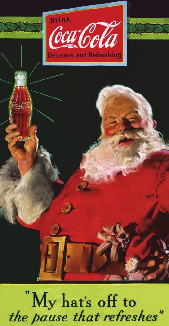 Das Bild des rot-weiß gewandeten Weihnachtsmannes wurde durch eine Werbekampagne des Coca-Cola-Konzerns in den 1930er-Jahren populär. Foto: Coca-Cola