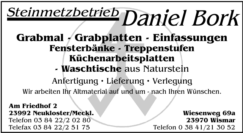 Steinmetzbetrieb Daniel Bork Steinmetzbetrieb Daniel Bork