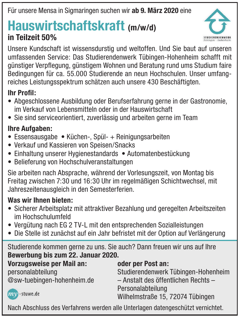 Studierendenwerk Tübingen-Hohenheim Studierendenwerk Tübingen-Hohenheim