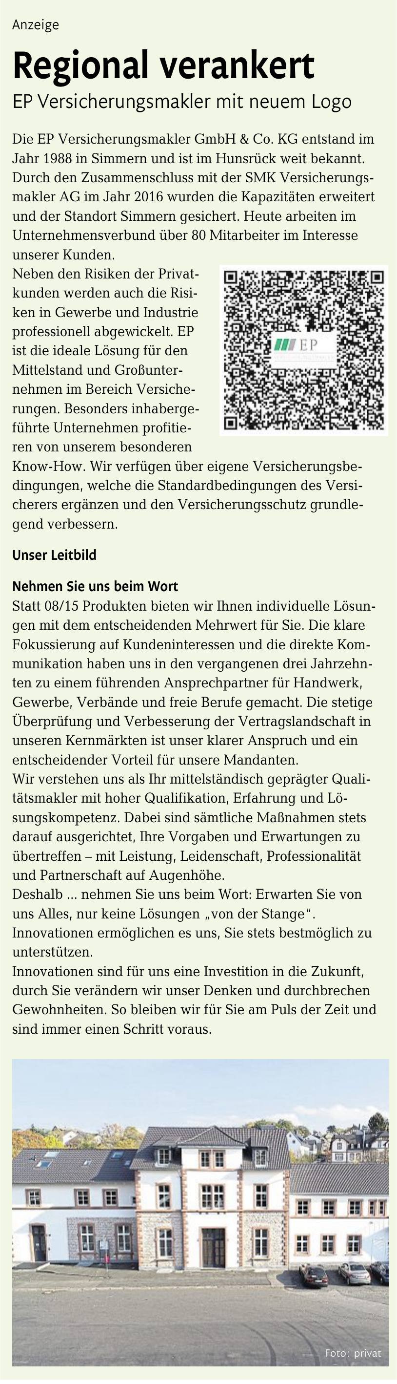 EP Versicherungsmakler GmbH & Co. KG EP Versicherungsmakler GmbH & Co. KG