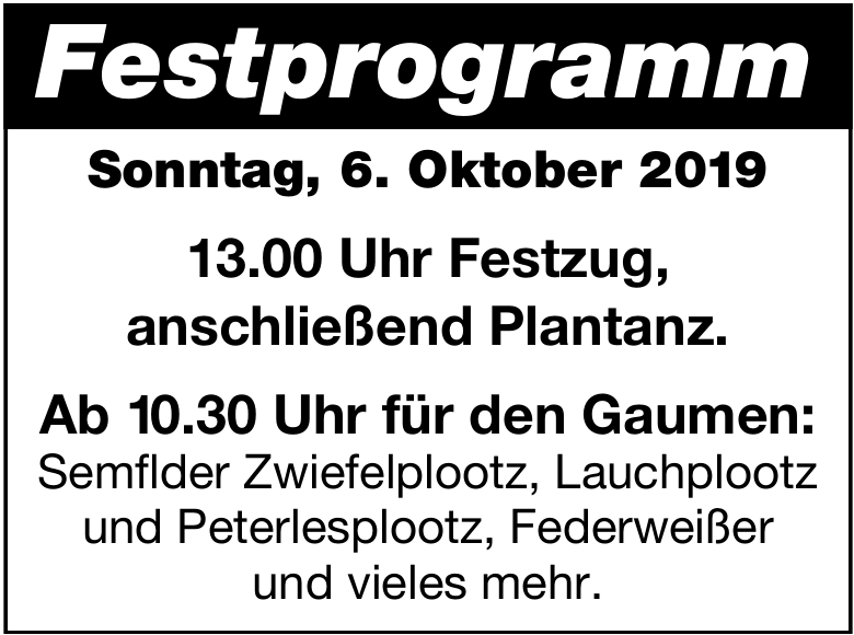 Festprogramm Festprogramm