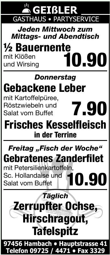 Geißler Gasthaus - Partyservice Geißler Gasthaus - Partyservice