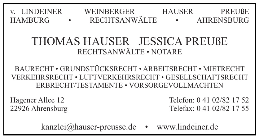 Thomas Hauser, Jessica Preuße, Rechtsanwälte - Notare Thomas Hauser, Jessica Preuße, Rechtsanwälte - Notare
