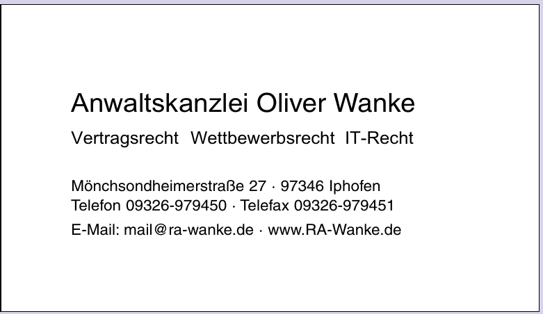 Anwaltskanzlei Oliver Wanke Anwaltskanzlei Oliver Wanke