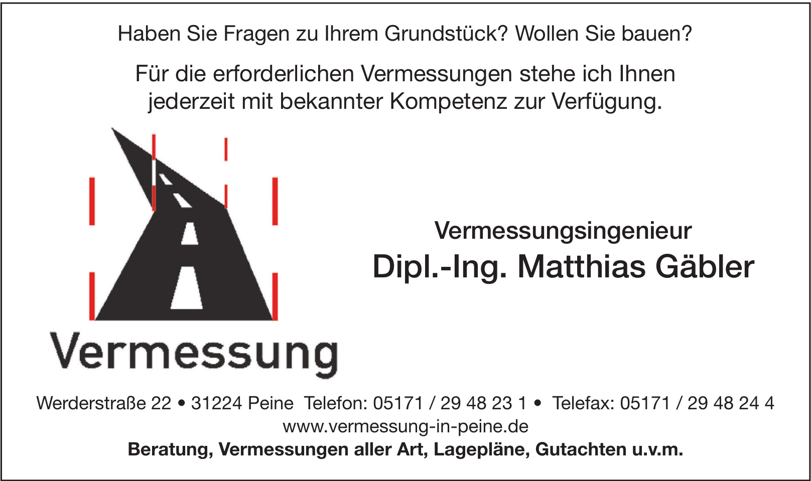 Vermessung - Dipl.-Ing. Matthias Gäbler Vermessung - Dipl.-Ing. Matthias Gäbler