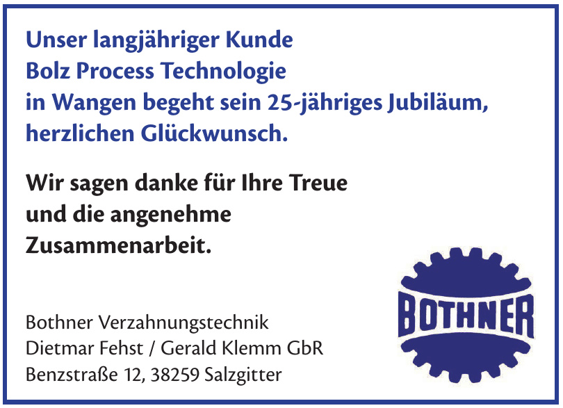 Bothner Verzahnungstechnik Dietmar Fehst / Gerald Klemm GbR Bothner Verzahnungstechnik Dietmar Fehst / Gerald Klemm GbR